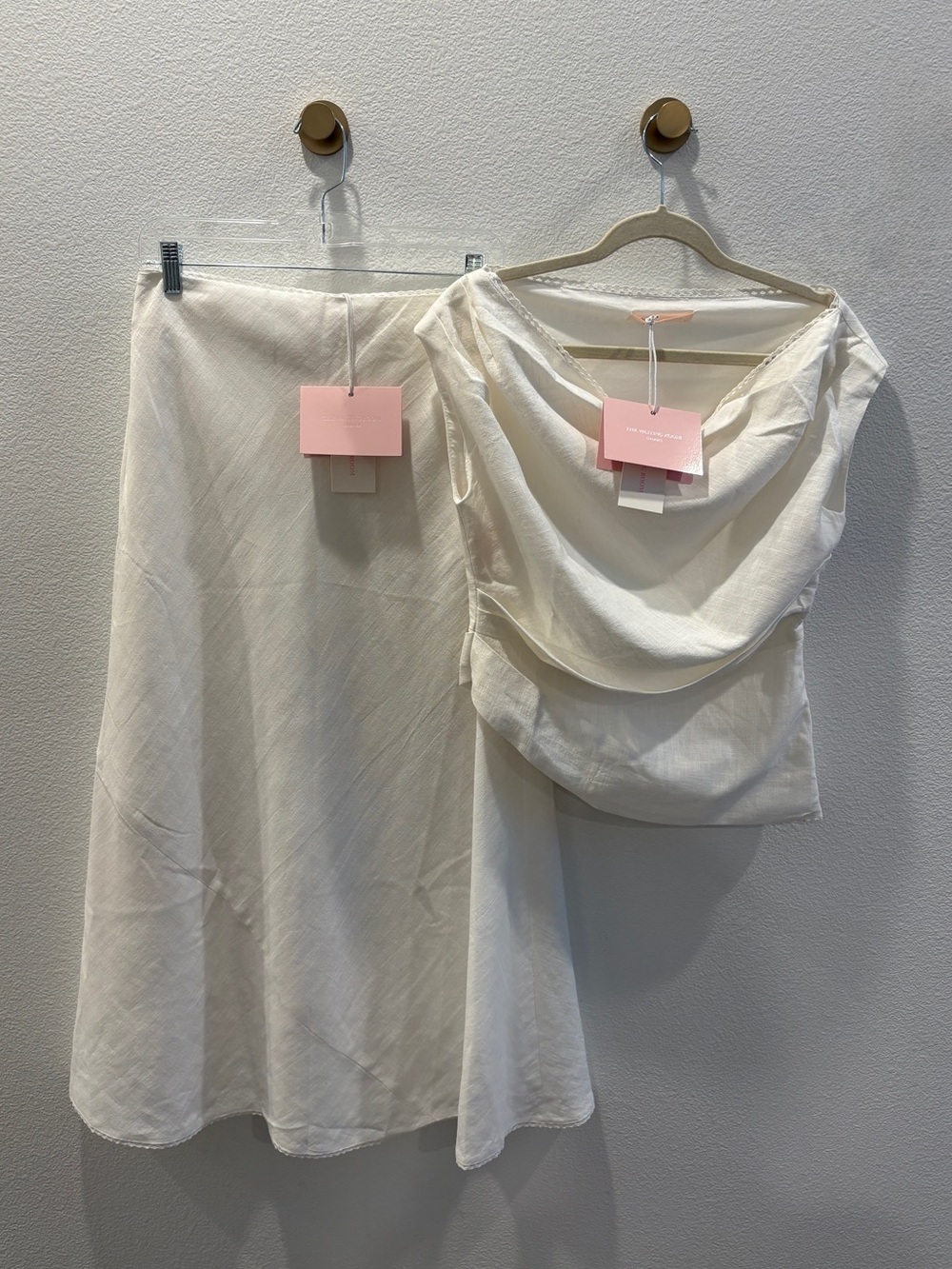The Waiting Room Set Madison Ave Maxi And Katie One Shoulder Top Linen Blend